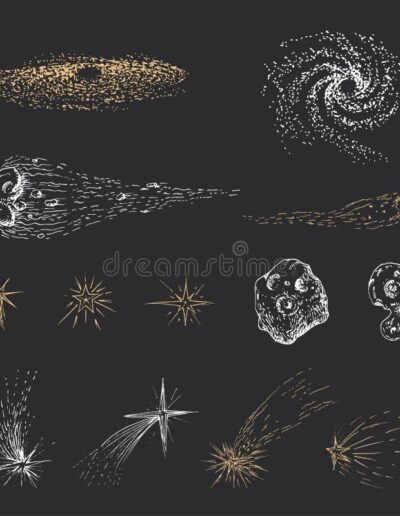 meteors comets stars collection drawings meteors comets asteroids stars galaxies collection drawings space bodies 232543277